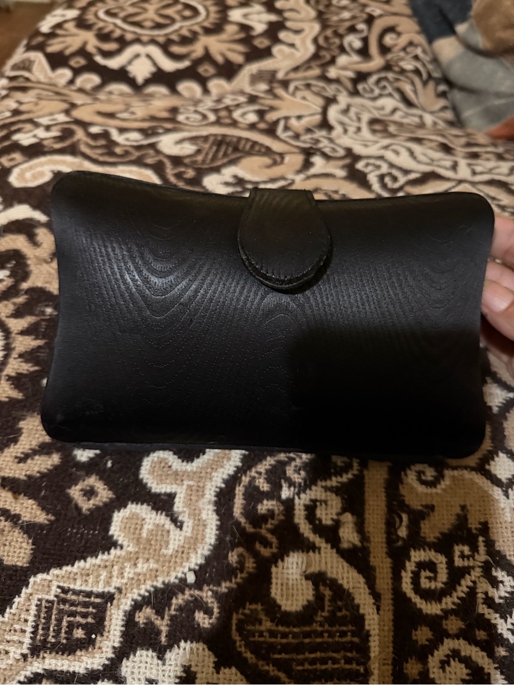 Whiting & Davis Black Satin Clutch Wristlet